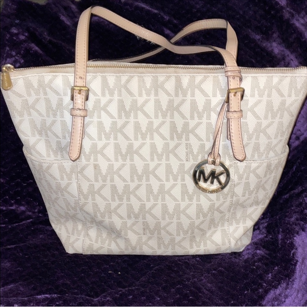 Michael Kors Cream and Tan Signature Tote